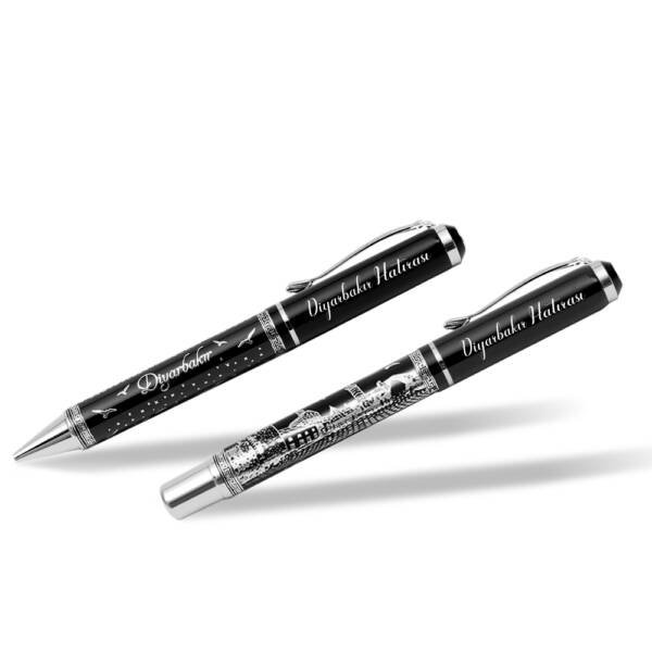 Diyarbakır İkili Hediyelik Kalem Seti Silver Series ( Roller Kalem - Tükenmez Kalem ) - Görsel 2