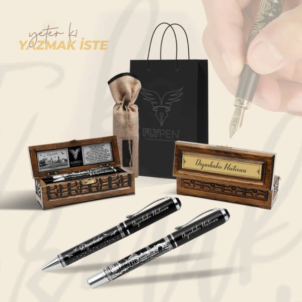 Diyarbakır İkili Hediyelik Kalem Seti Silver Series ( Roller Kalem - Tükenmez Kalem )